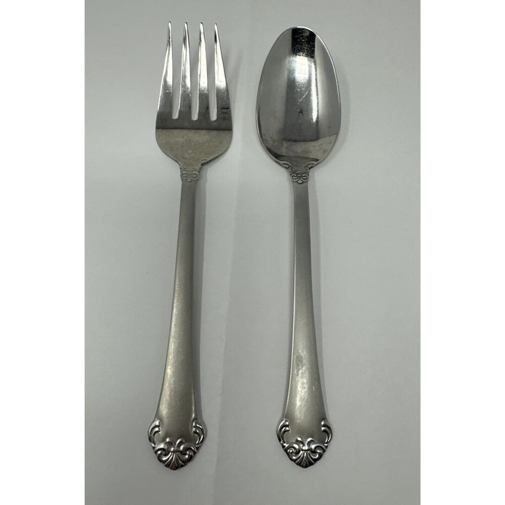 2pc Serving Pierced Fork & Serving Spoon Oneida PRINCETON 18/10 Stainless LOT 2